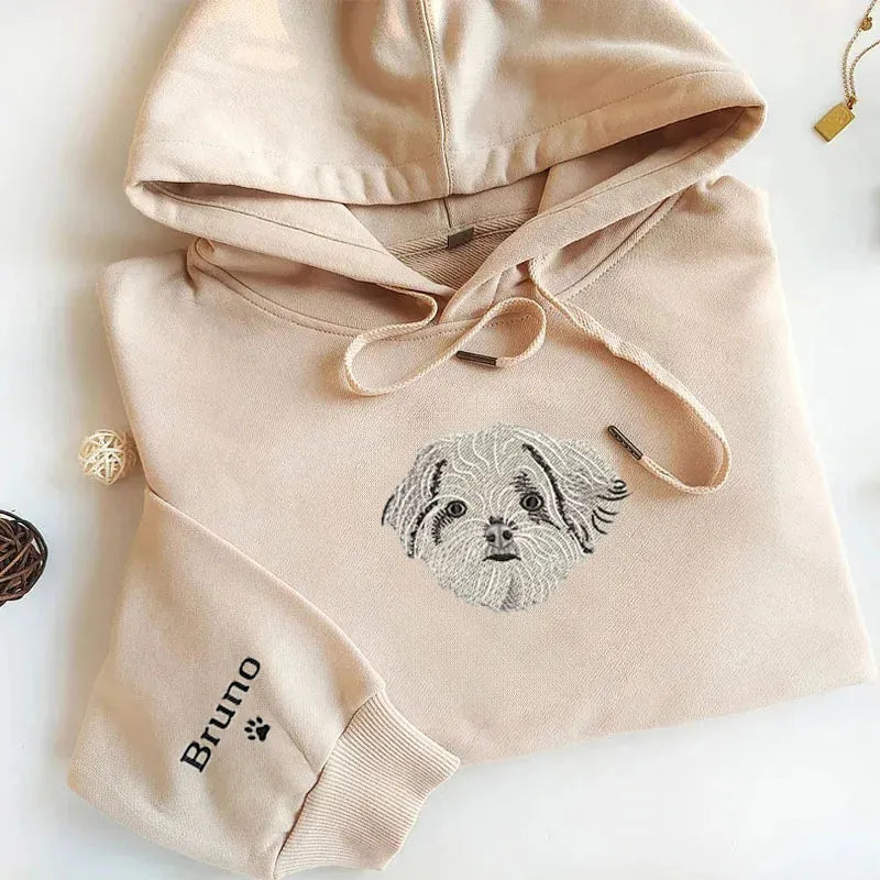 Custom EMBROIDERED Pet Sweatshirt, Pet Face Embroidery T-shirt Hoodie- Colorful Design