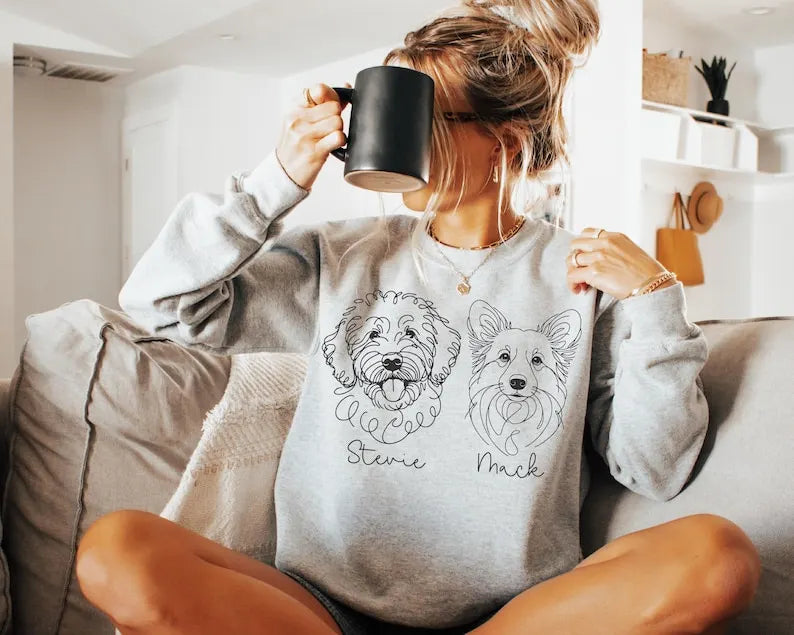 Personalized Pet Portrait from Photo Sweatshirt, Pet Name Sweatshirt