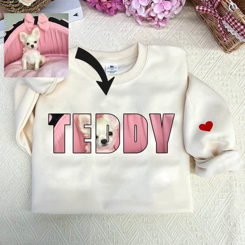 PetFiestas® Custom Photo and Text Printed Sweatshirt Hoodie T-shirt