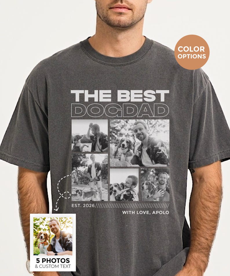 Custom Dog Dad Photo Shirt, Personalized Photo Collage Tee, Dog Dad Gift