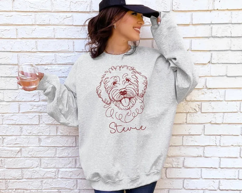 Personalized Pet Portrait from Photo Sweatshirt, Pet Name Sweatshirt