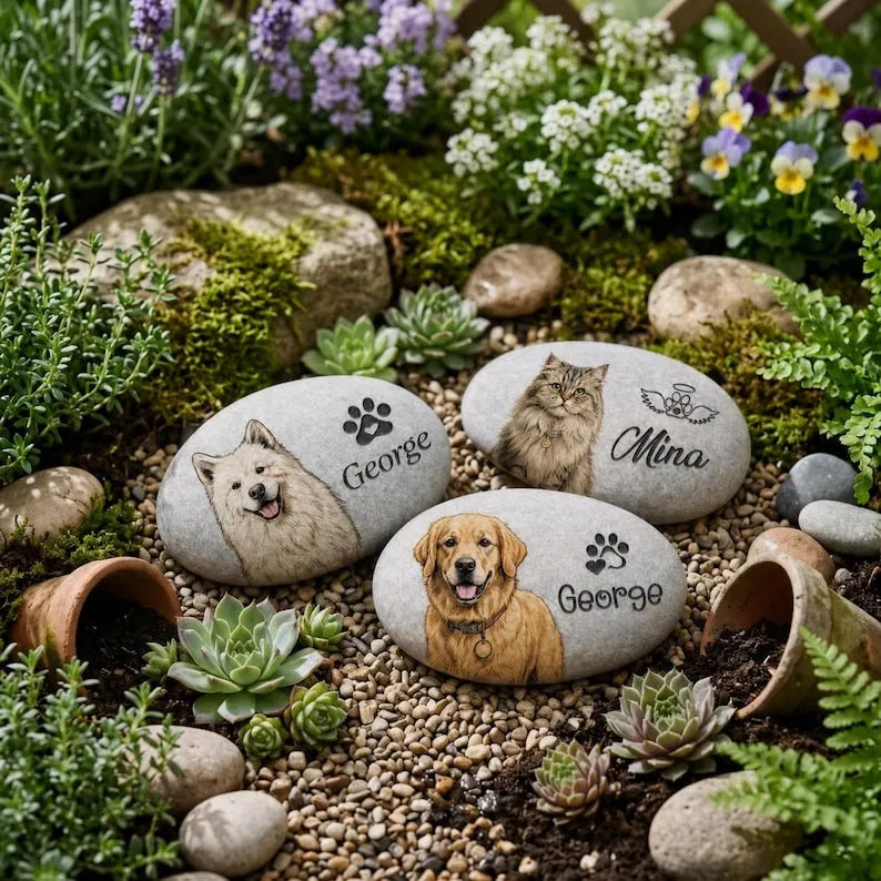 Personalized Pet Memorial Garden Stone, Personalized Pet Sympathy Pebble, Pet Memorial Gift