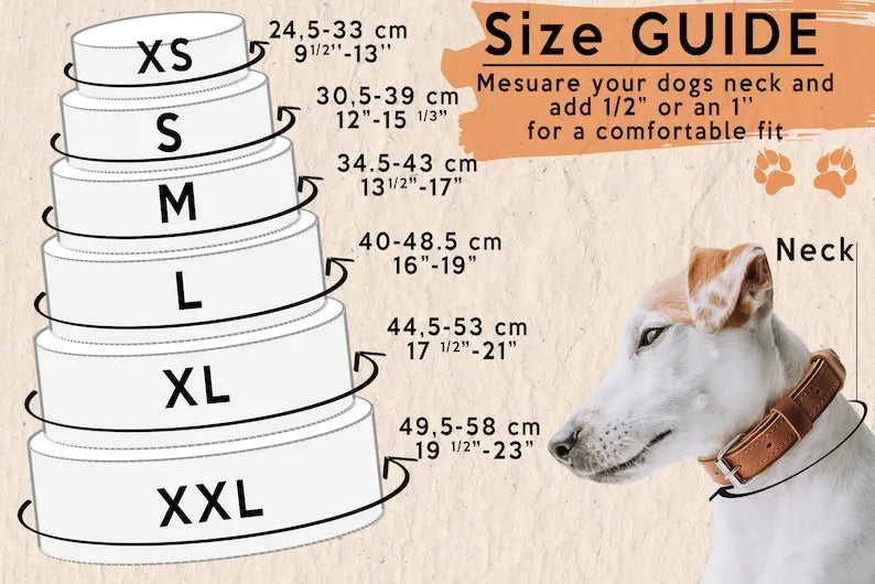 Leather Dog Collar, Personalized Engraved Leather Dog Collar