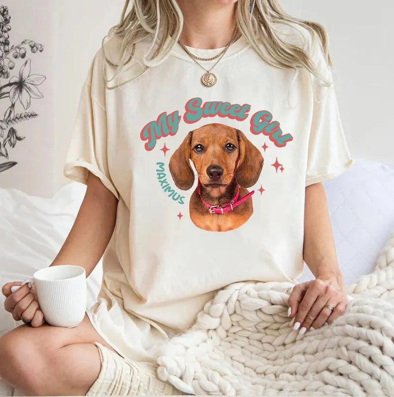 Custom Vintage Pet Unisex T-shirt, Pet Photo + Name Sweatshirt Hoodie