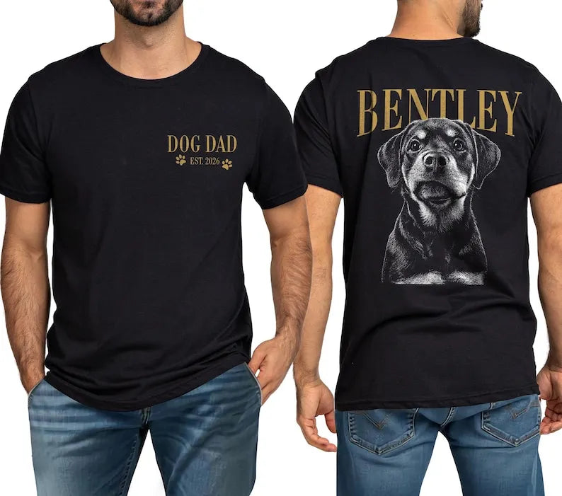Custom Dog Dad Shirt with Pet Photo and Pet Name, Dog Lover Owner Gift