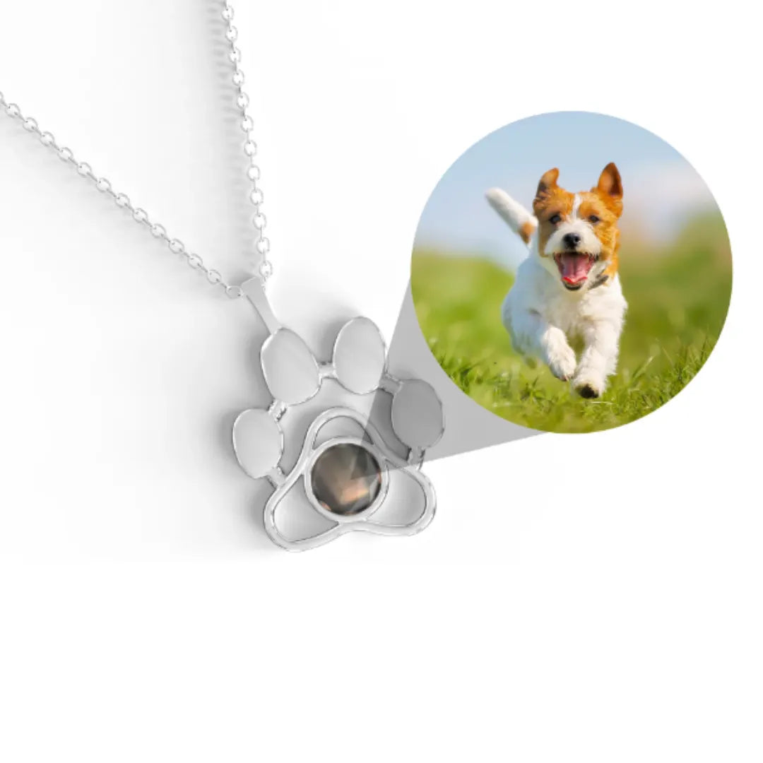 Photo Projection Necklace, Pet Photo Pendant Personalized Necklace, Dog Paw Projection Necklace