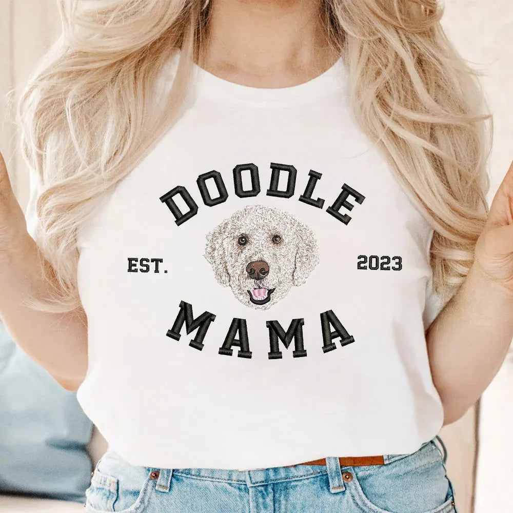 Custom Dog Name Portrait Embroidered Sweatshirt Hoodie for Dog Mom