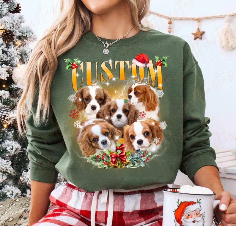 PetFiestas® Christmas Custom Bootleg Rap Tee, Custom Christmas Dog Cat T-shirt 90s Vintage Tee