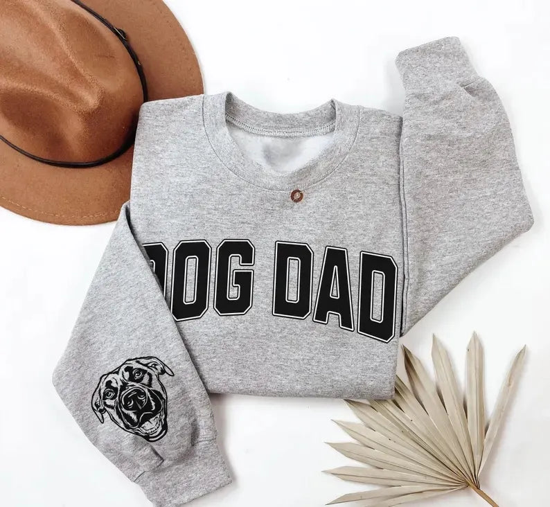 Dog Dad Personalized Sweatshirt – Custom Pet Portrait Gift for Father’s Day or Birthday