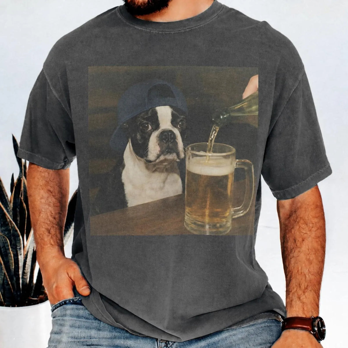 Custom Pet Drinking Beer Shirt, Meme Graphic Tee Using Your Pet Photo