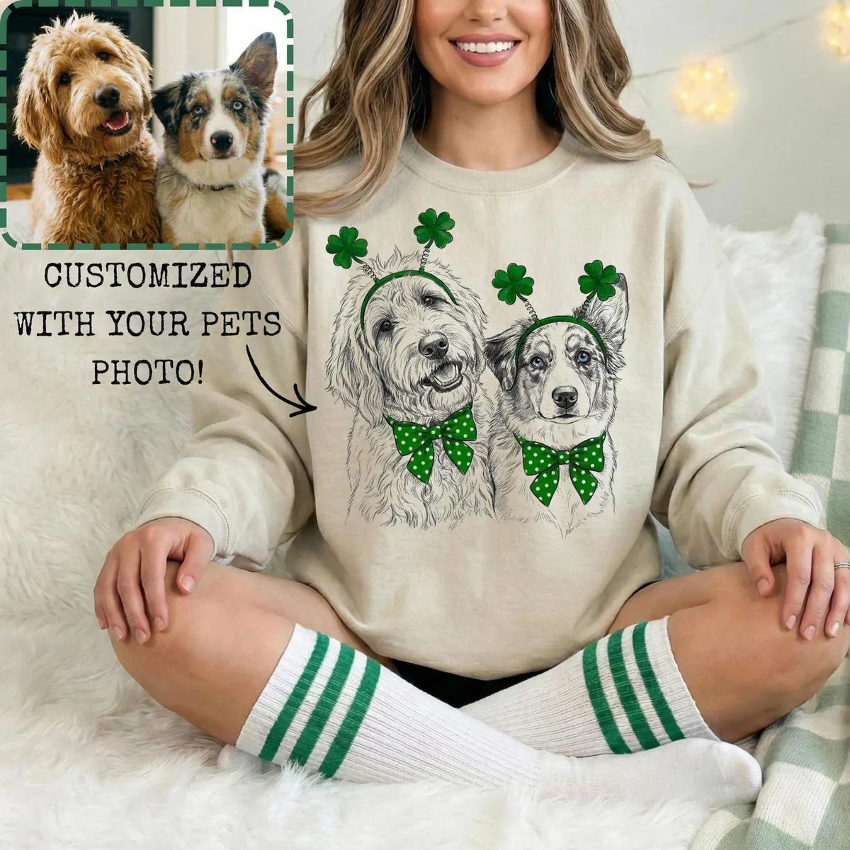 Personalized St. Patrick's Day Pet Sweatshirt - Custom Photo Dog or Cat Hoodie