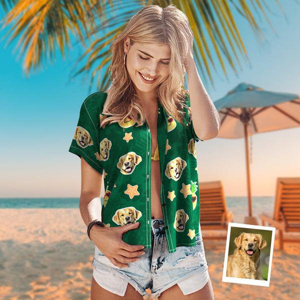 Custom Face Women Hawaiian Shirts Pineapple Aloha Hawaiian Shirt With Your Pet Face