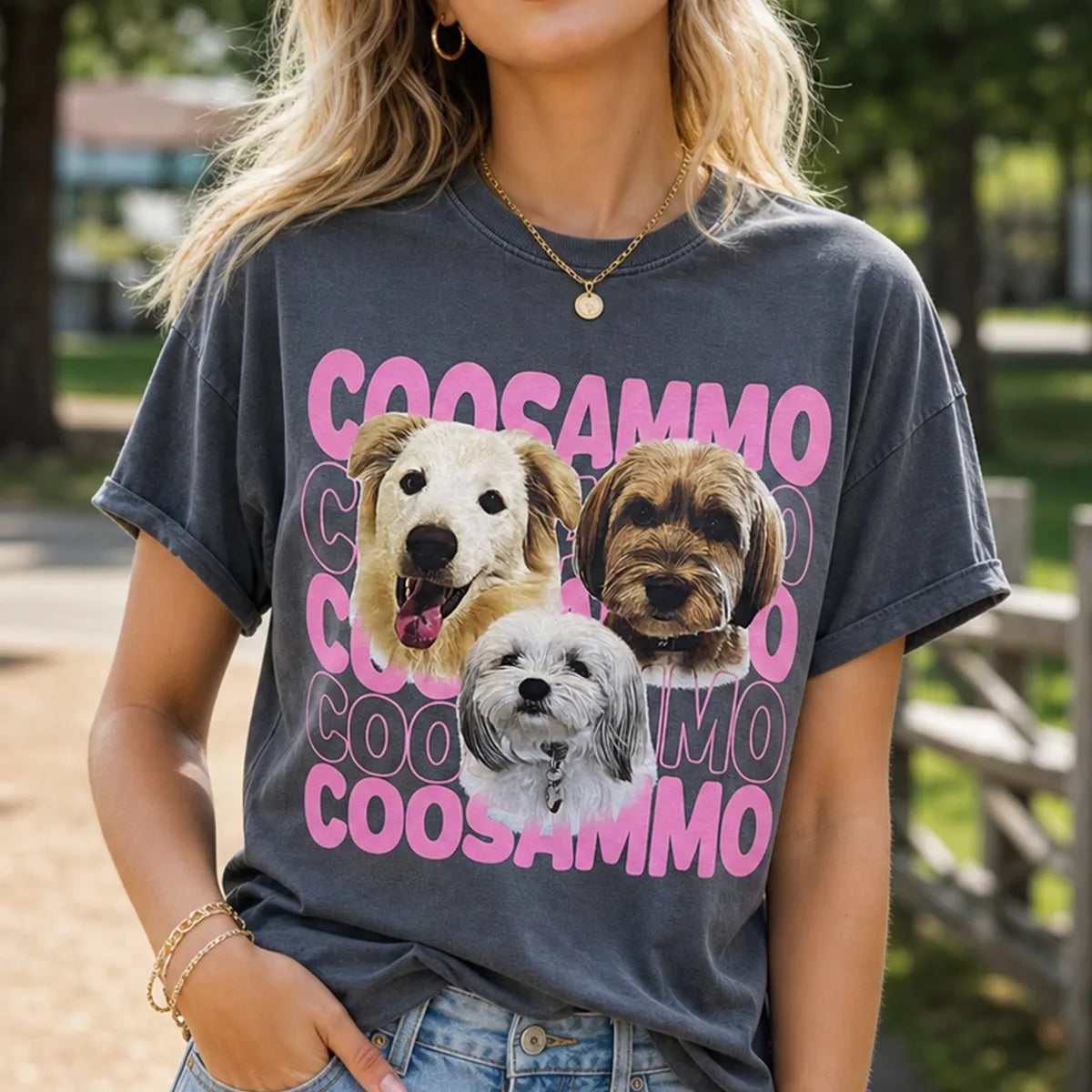 Custom Dog and Name Y2K Style T-Shirt, Dog Photo Retro Tee