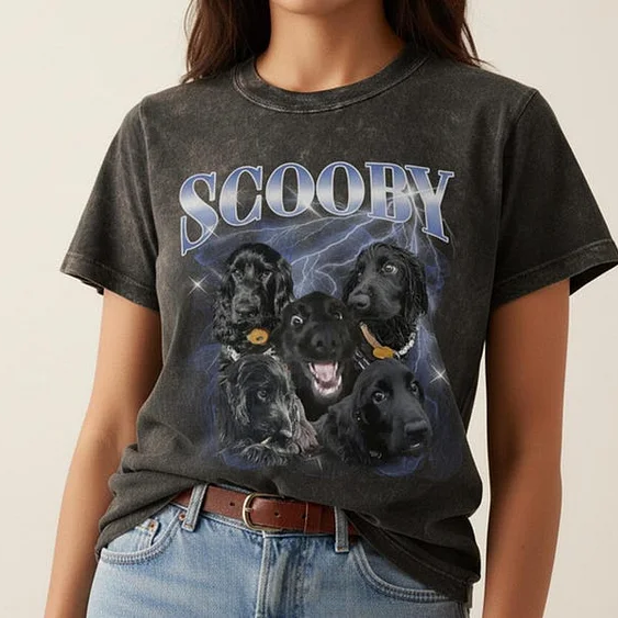 Custom Pet Bootleg Shirt – Personalized Dog Tee & Hoodie with Photo & Name 