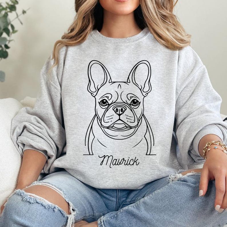 Custom Minimalist Outline Dogs Sweatshirt, Personalized Dog Photo and Dog Name Hoodie