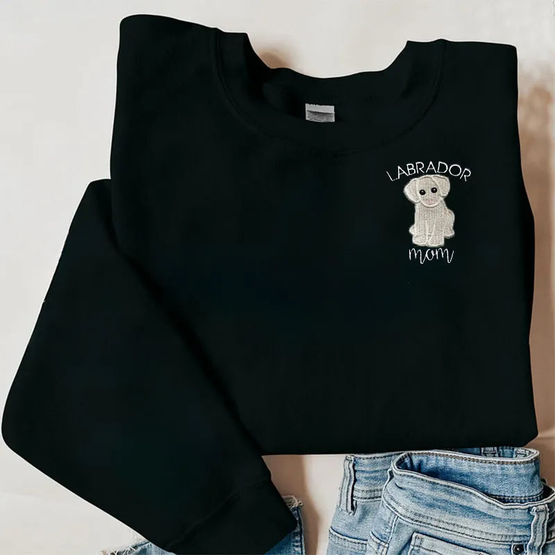 Custom Pet Portrait Embroidered T-shirt  Sweatshirt Hoodie- Colorful Design