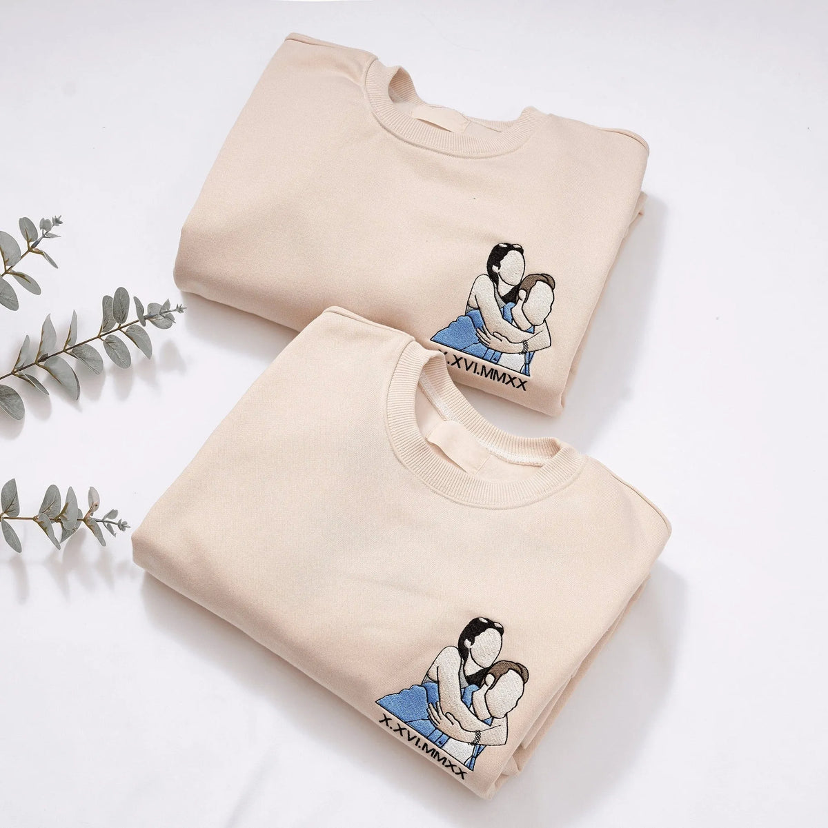 Custom Embroidered Sweatshirt Portrait Music Player Gifts For Couple