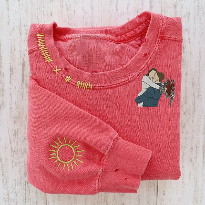 VINTAGE CUSTOM CREW-Custom Embroidered Hand Distressed Photo Sweatshirt