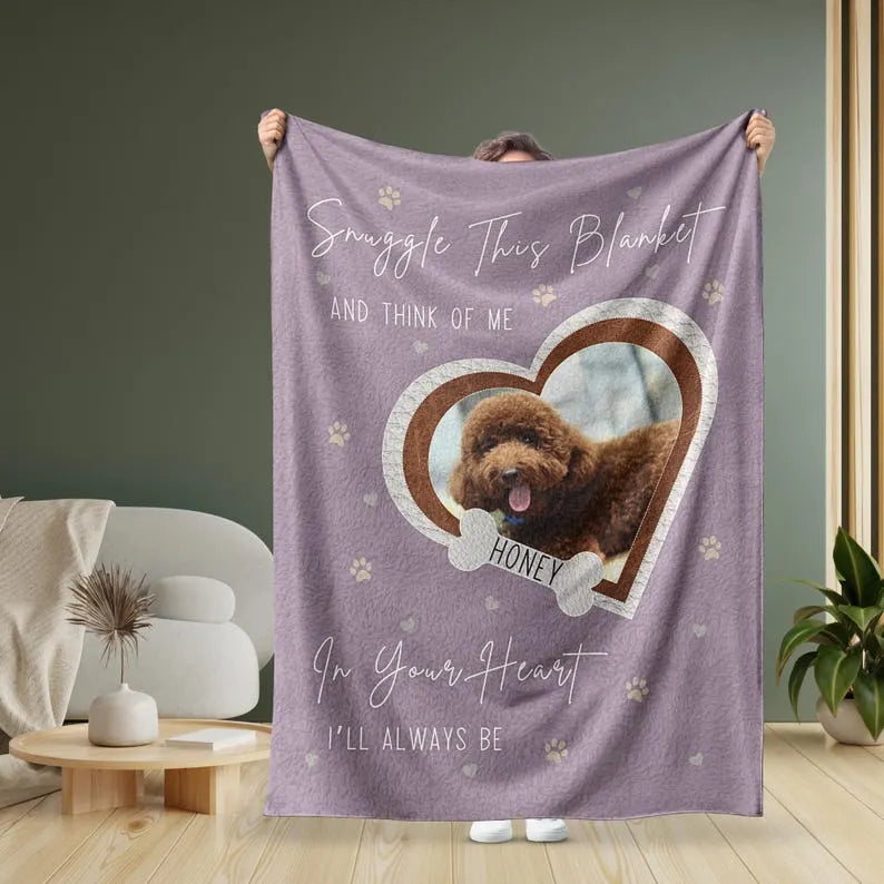 Personalized Dog Memorial Photo Blanket Gift, Dog Loss Pet Memory Gifts