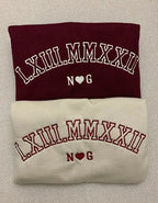Custom Embroidered Roman Numeral Crewneck, Hoodie, Personalized Couples Gifts, Anniversary Gifts, Embroidered Couples Sw