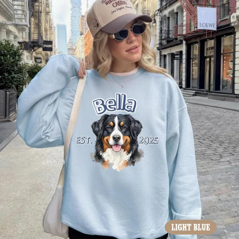 Custom Dog Photo Sweatshirt with Name and Est Year, Retro Dog Mom Shirt