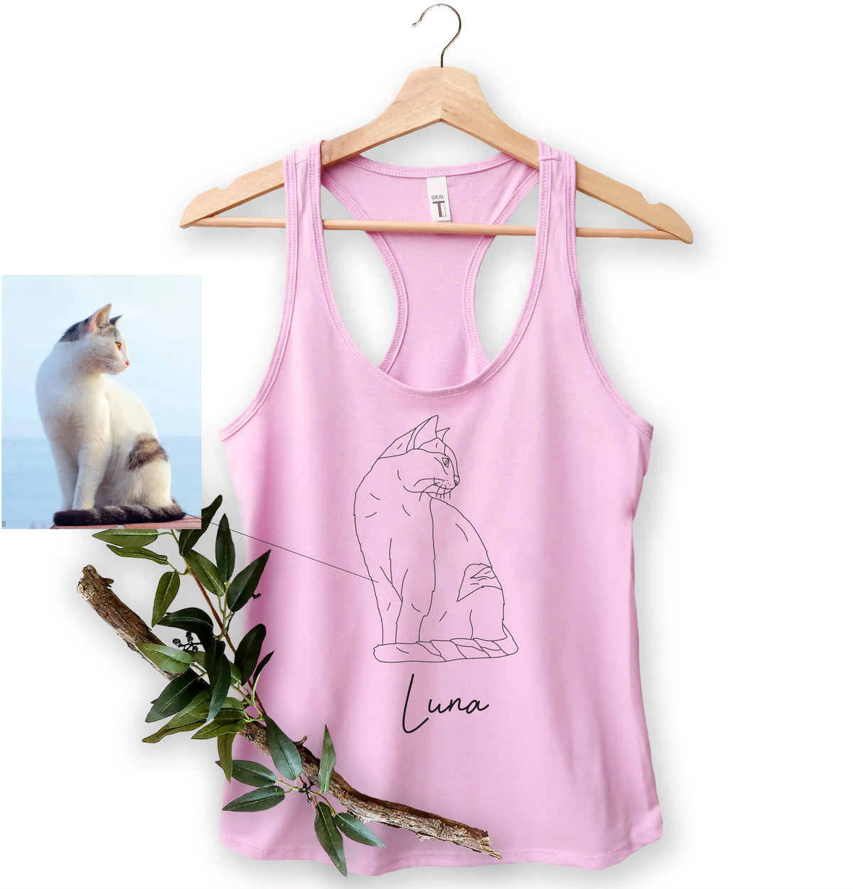 Personalized Pet Outline Portrait from Photo Tank Top