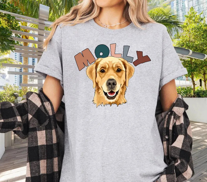 Custom Pet Portrait and Pet Name Sweatshirt T-shirt Hoodie