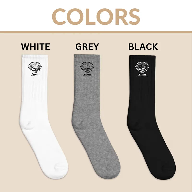 Personalized Embroidered Pet Photo and Text Tennis Socks