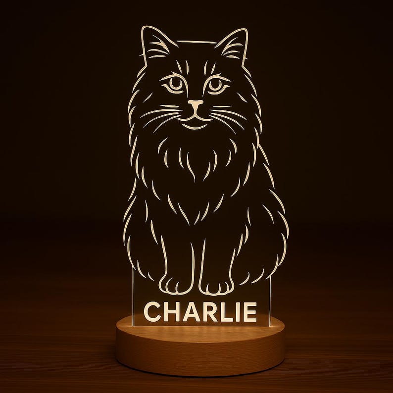 Custom Pet Lamp – Personalized LED Acrylic Night Light with Pet Name, Pet Memorial Gift