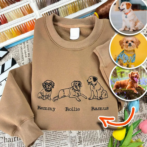 Custom Dog Photo & Name Embroidered Sweatshirt – Dog Face Design for Pet Lovers & Owners