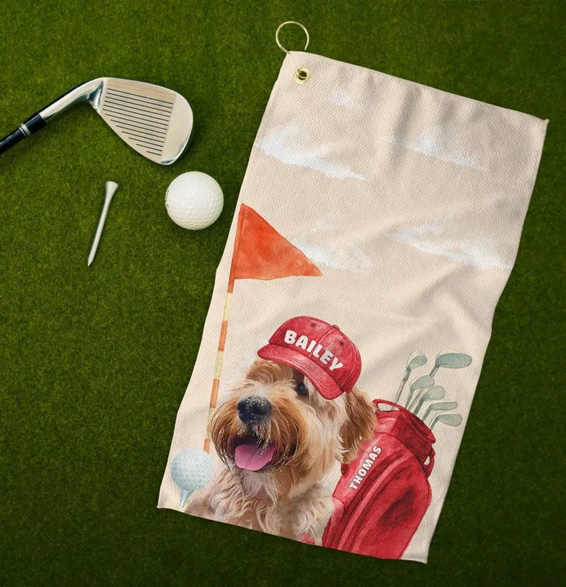 Personalized Pet Golf Towel – Custom Dog or Cat Photo Towel with Name for Pet and Golf Lovers