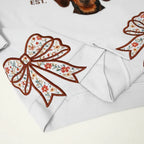 Custom Pet Portrait Floral Applique Embroidered Sweatshirt with Side Bow Detail