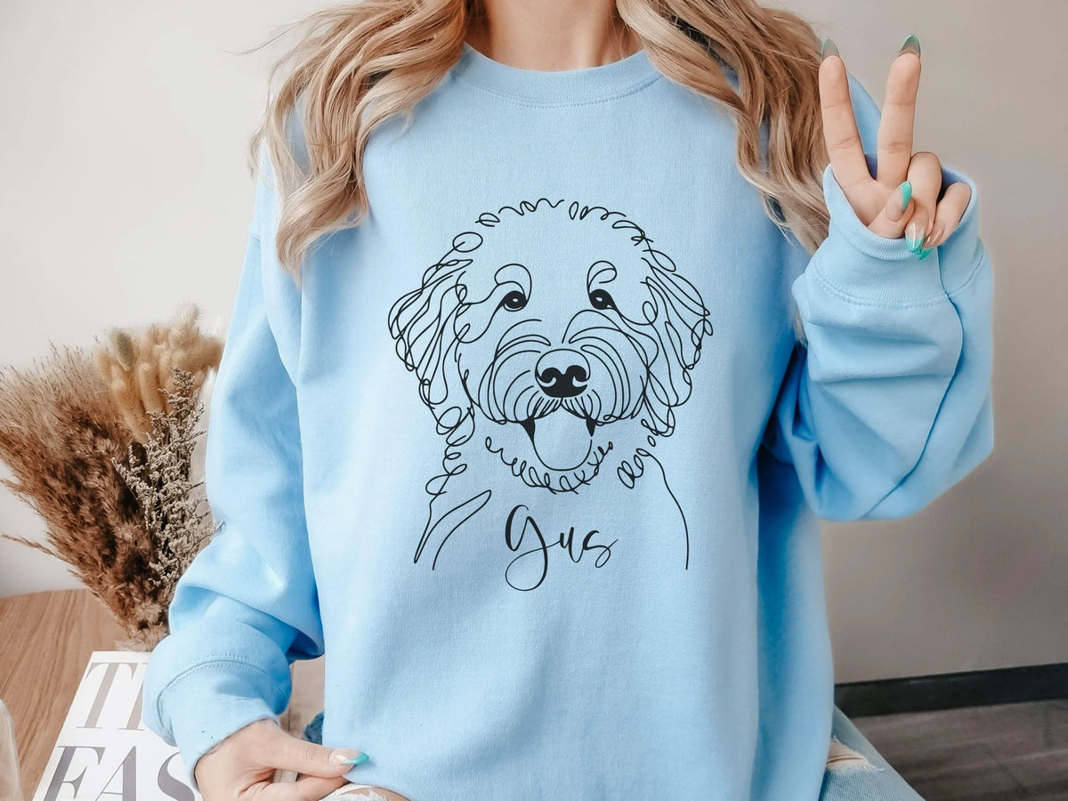 Custom Pet Line Art Sweater for Dog Mom, Minimalist Dog Mom T-Shirt Sweatshirt Hoodie