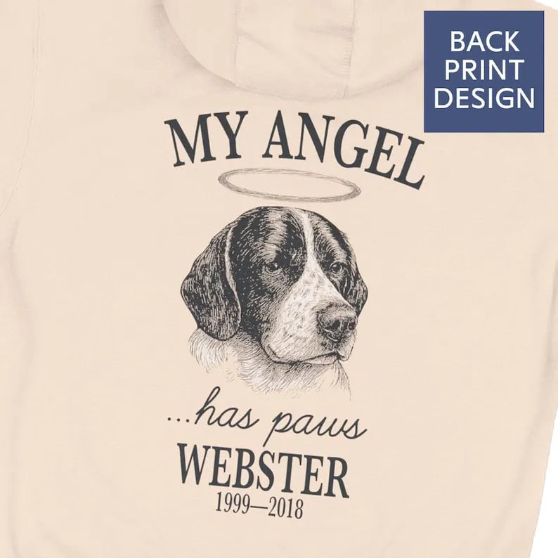 My Angel Has Paws Pet Memorial Hoodie from Photo, Personalized Dog Loss Sweatshirt T-Shirt