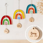 Personalized Pet Memorial Sun Catcher – Rainbow Heart Paw Print Memorial Sun Catcher