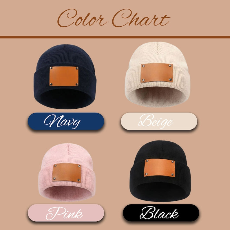 Custom Pet Portrait Protected By Baby Toddler Beanie with Leather Patch for Boy Girl