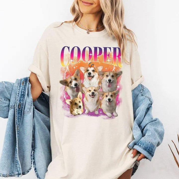 Custom Vintage Portrait Tee & Hoodie With Pet Photo & Name