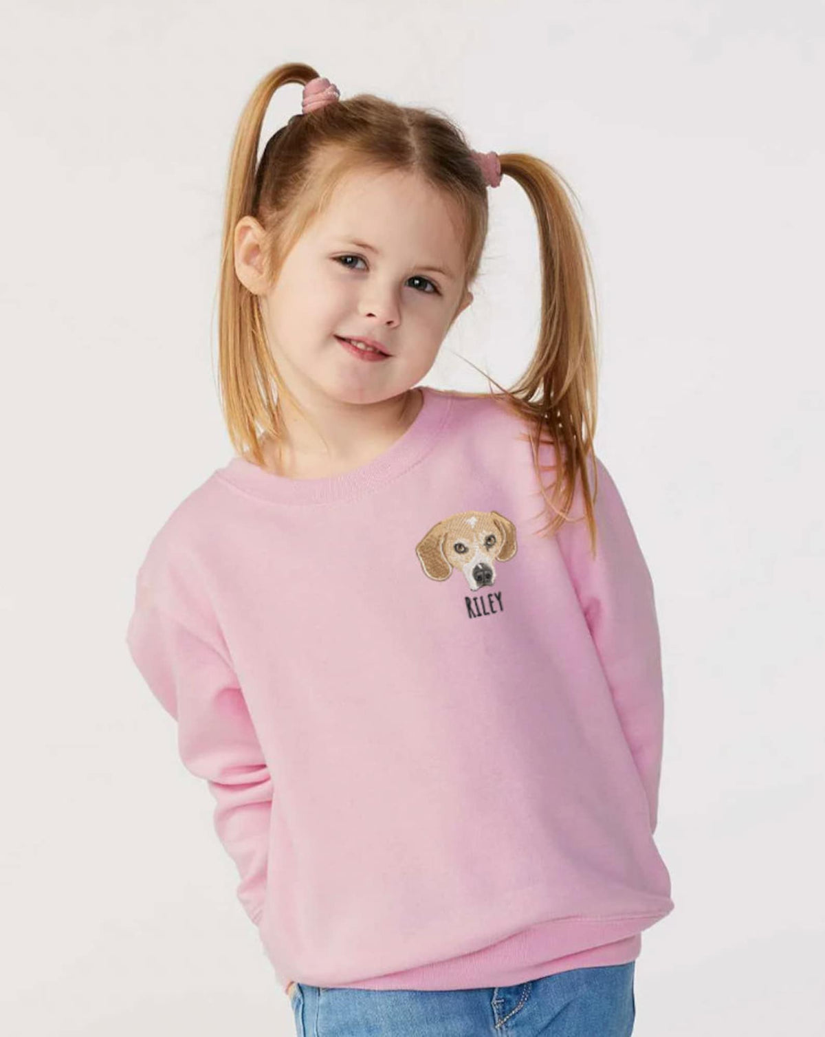 Custom Embroidered Pet Sweatshirt for Kids, Dog Embroidery, Personalized Kids Sweatshirt- Colorful Design