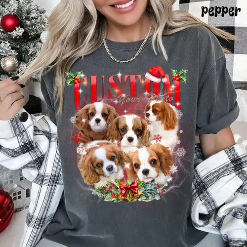 PetFiestas® Christmas Custom Bootleg Rap Tee, Custom Christmas Dog Cat T-shirt 90s Vintage Tee