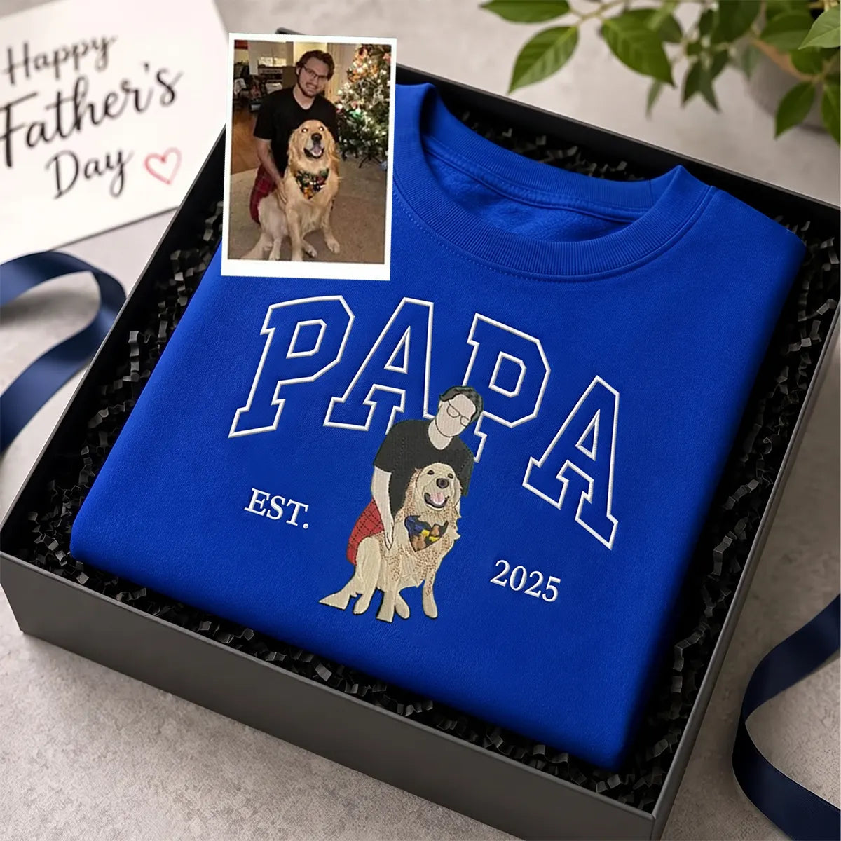 Custom Dog Mom/ Dog Dad Embroidered Sweatshirt with Pet Portrait