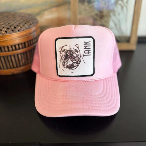 Custom Dog Line Art Hat, Personalized Leather Patch Hat For Dog Lover