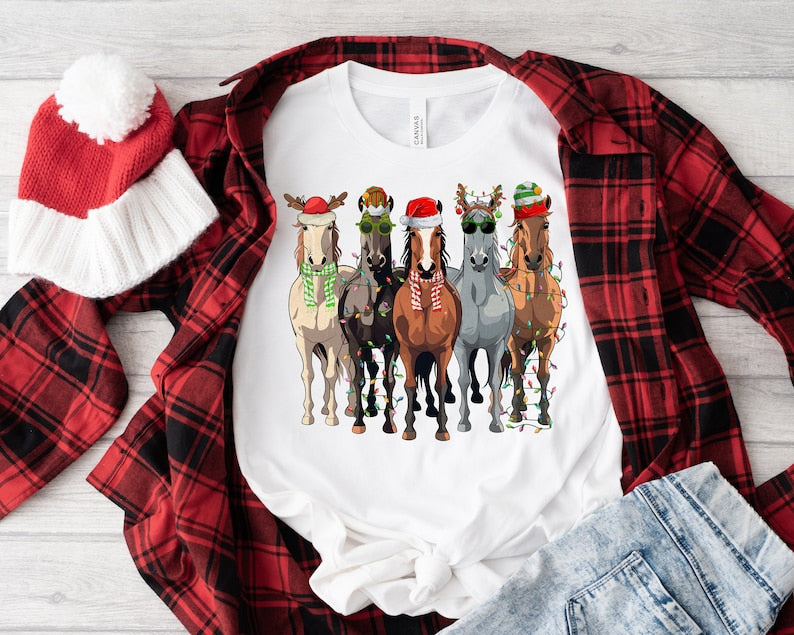 Horse Christmas Sweatshirt, Funny Animals Christmas Sweatshirt, Farm Lover Gift