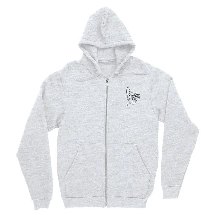 Custom Pet Portrait Outline Zip-Up Hoodie- Stylish Outline Style