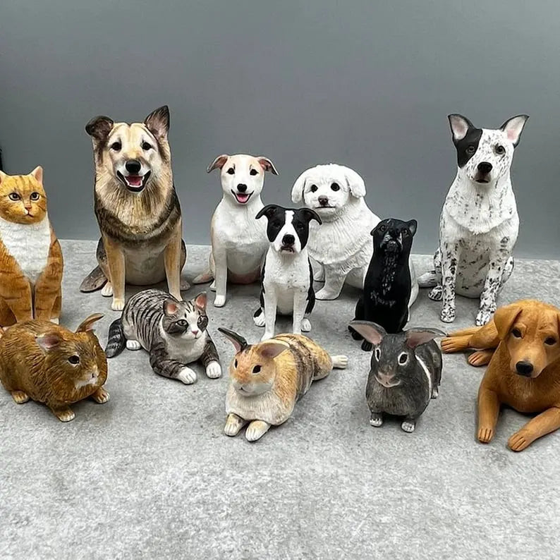 Personalized Custom Dog Pet Clay Sculpture, Wedding Cake Topper, Pet Dog Cat Figurines