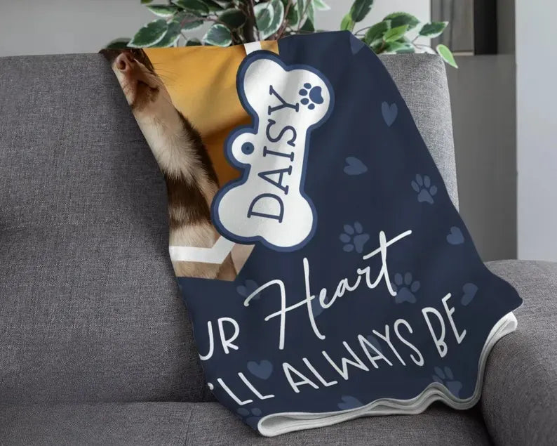Personalized Dog Memorial Blanket with Photo – Pet Loss Keepsake for Dog Moms