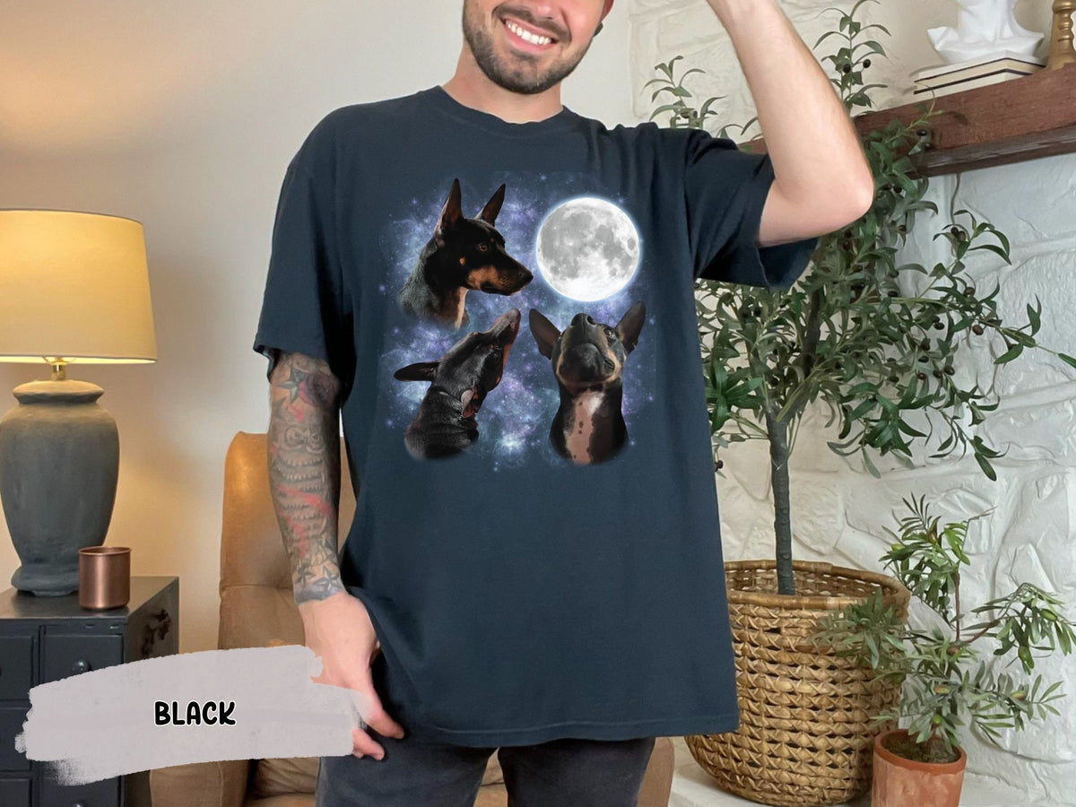 Custom Pet Portrait Vintage Graphic T-shirt Retro Moon Personalized Printing Sweatshirt Hoodie