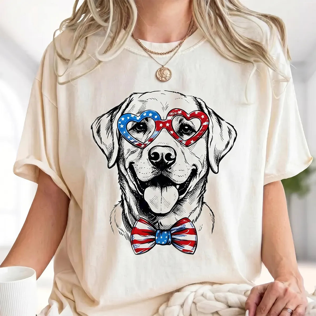 Custom Dog Tee with USA Heart Shades, 4th of July & 250th Anniversary Dog Shirt