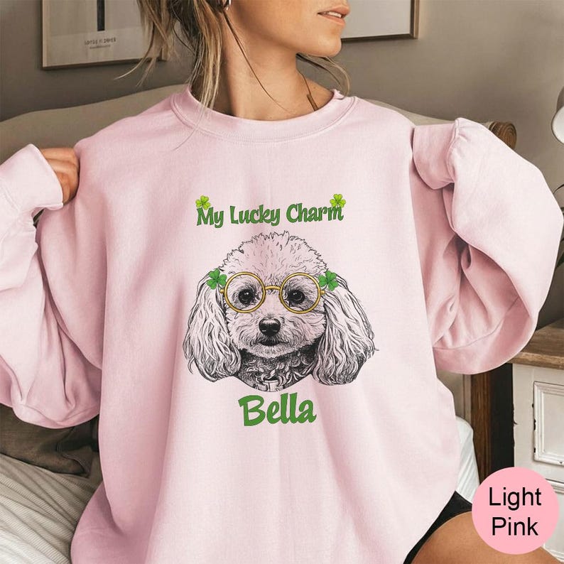 Custom Pet St Patricks Day T-Shirt with Photo, Custom Dog Cat Golden Lucky Clover Glasses Graphic Tee