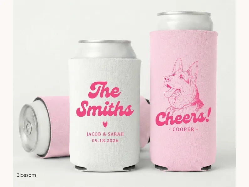 Personalised Dog Wedding Can Cooler, Pet Portrait Wedding Favor, Dog Lover Wedding  Party Drink Holder