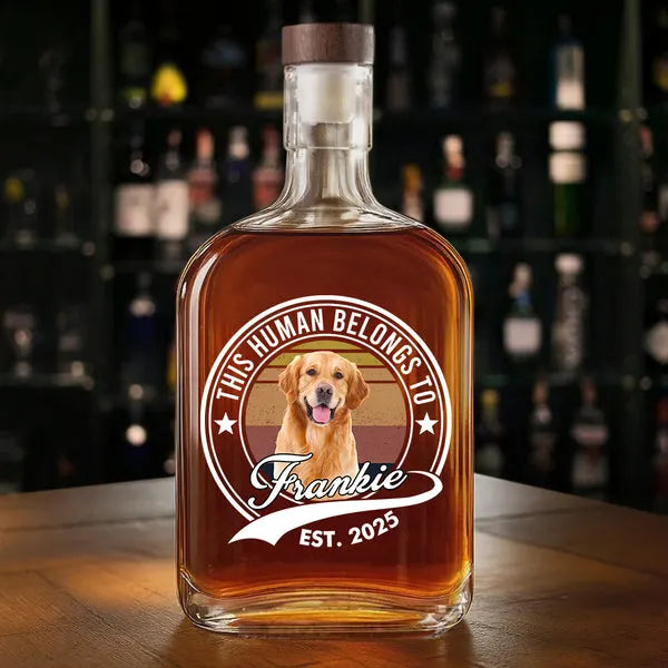 Custom Photo Human Belongs To Dog Cat Whiskey Bottle